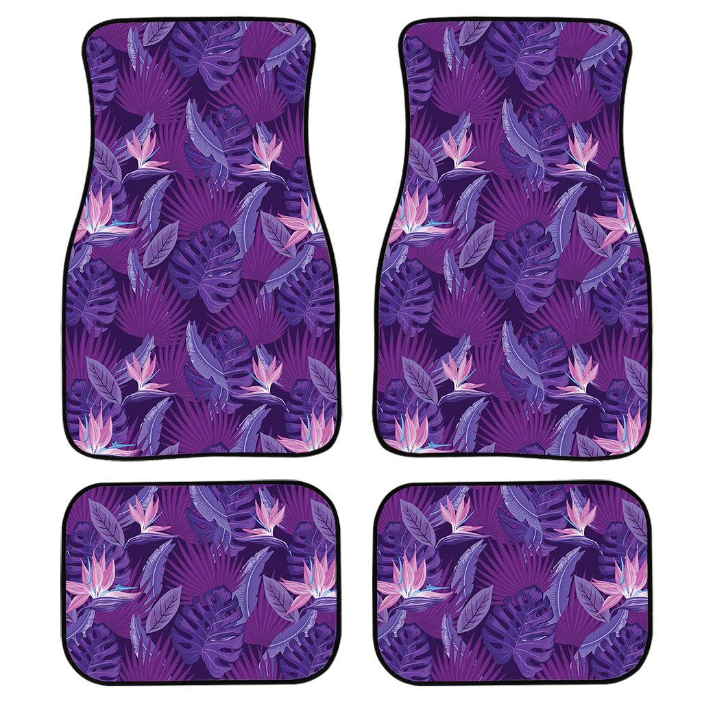 Dark Purple Hawaiian Tropical Print Front And Back Car Floor Mats/ Front Car Mat