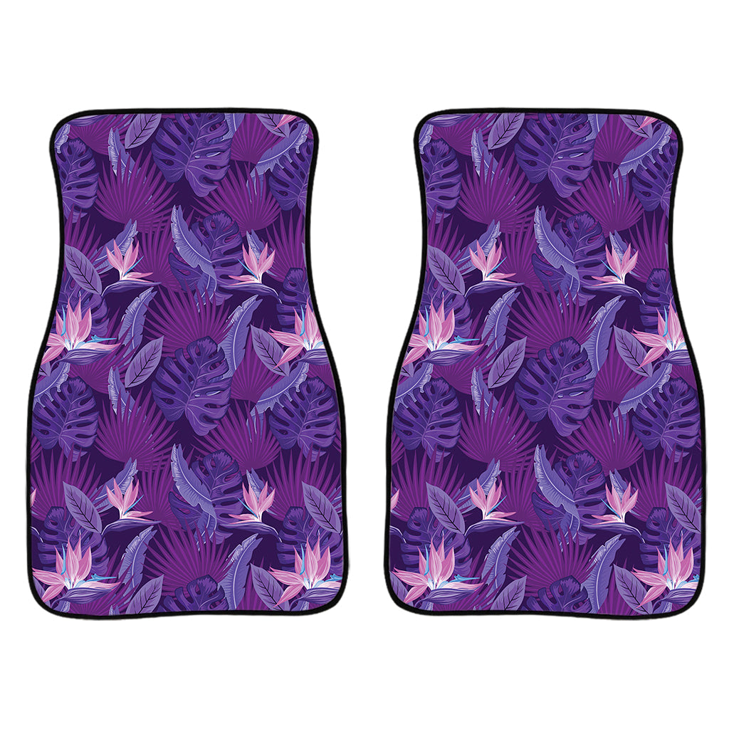 Dark Purple Hawaiian Tropical Print Front And Back Car Floor Mats/ Front Car Mat