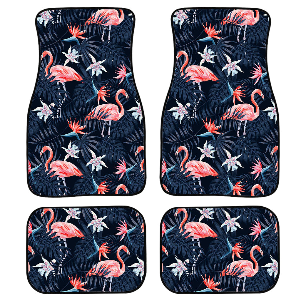 Dark Tropical Flamingo Pattern Print Front And Back Car Floor Mats/ Front Car Mat