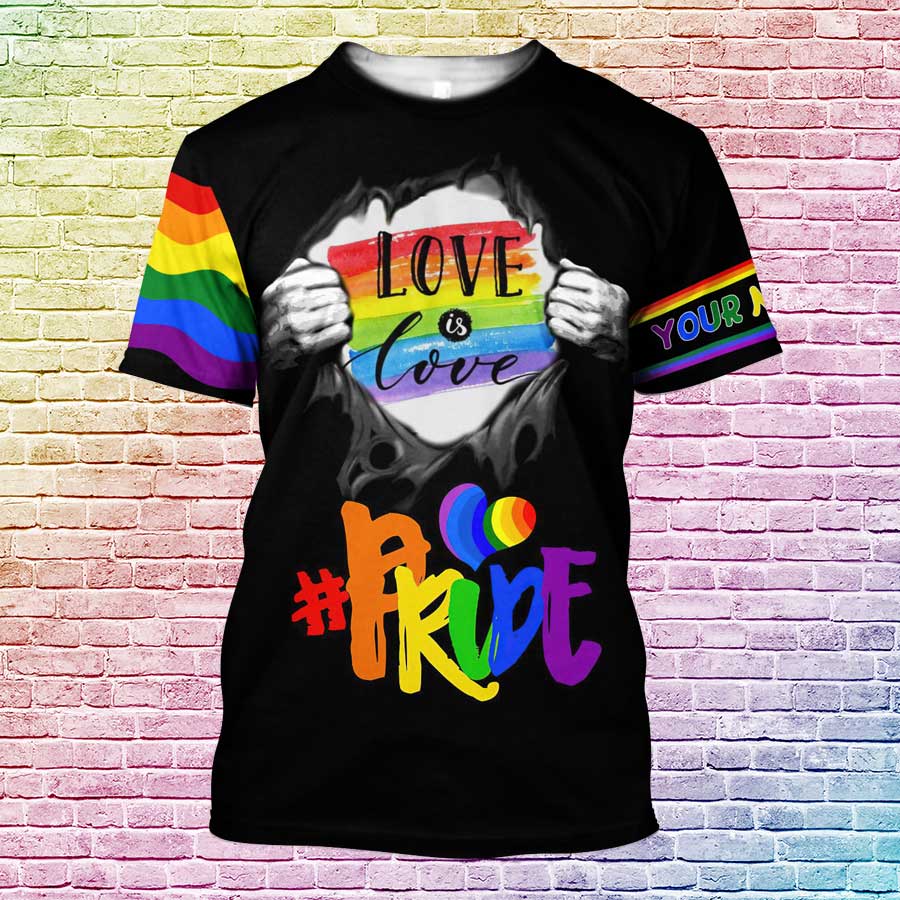 Custom Pride Designs T Shirts/ LGBT Pride Love Is Love Personalized Name 3D All Over Printed/ Gaymer Shirt