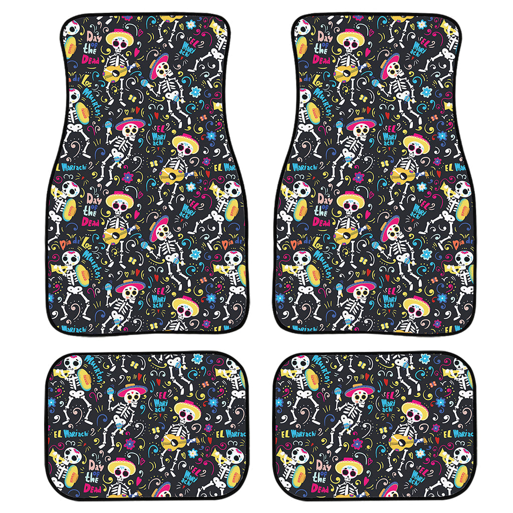Day Of The Dead Mariachi Skeletons Print Front And Back Car Floor Mats/ Front Car Mat