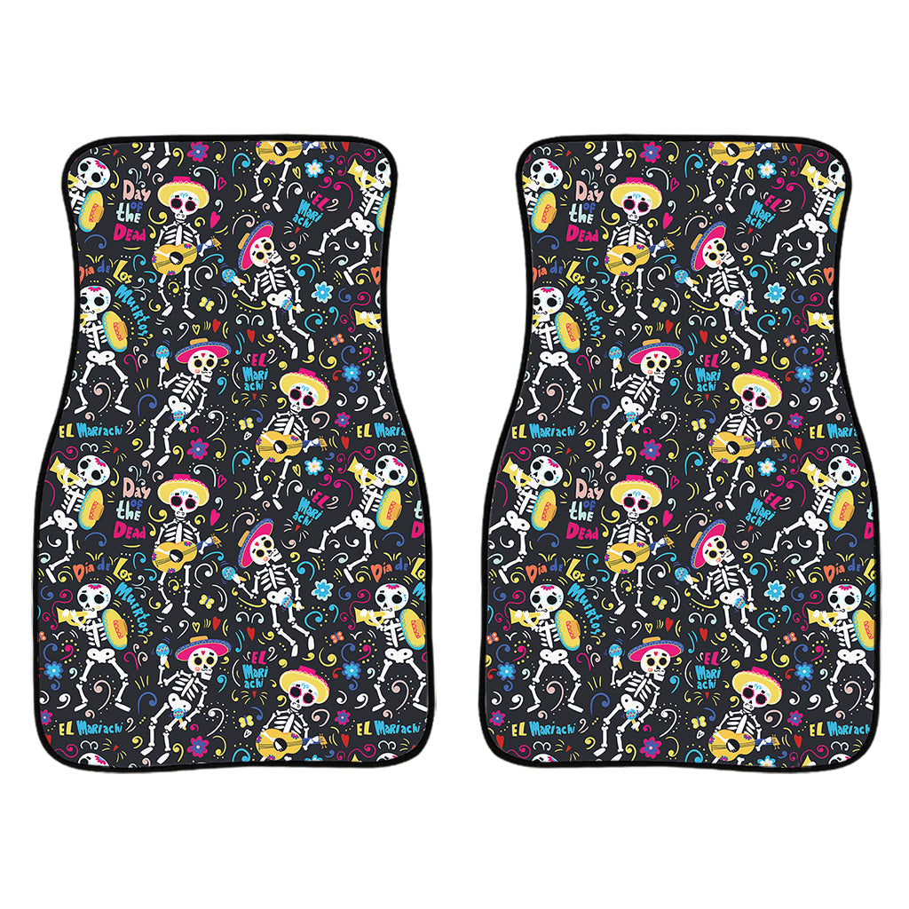 Day Of The Dead Mariachi Skeletons Print Front And Back Car Floor Mats/ Front Car Mat
