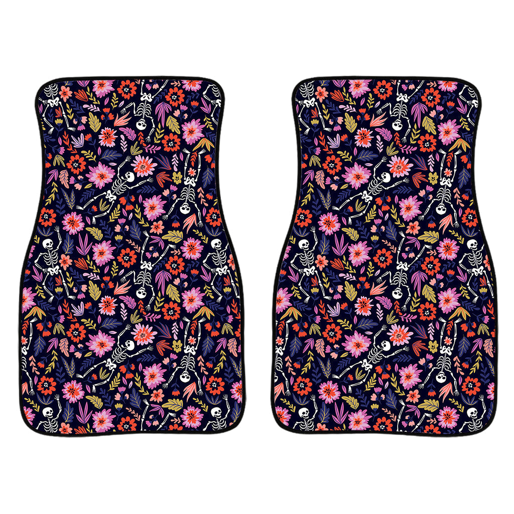 Day Of The Dead Skeleton Pattern Print Front And Back Car Floor Mats/ Front Car Mat