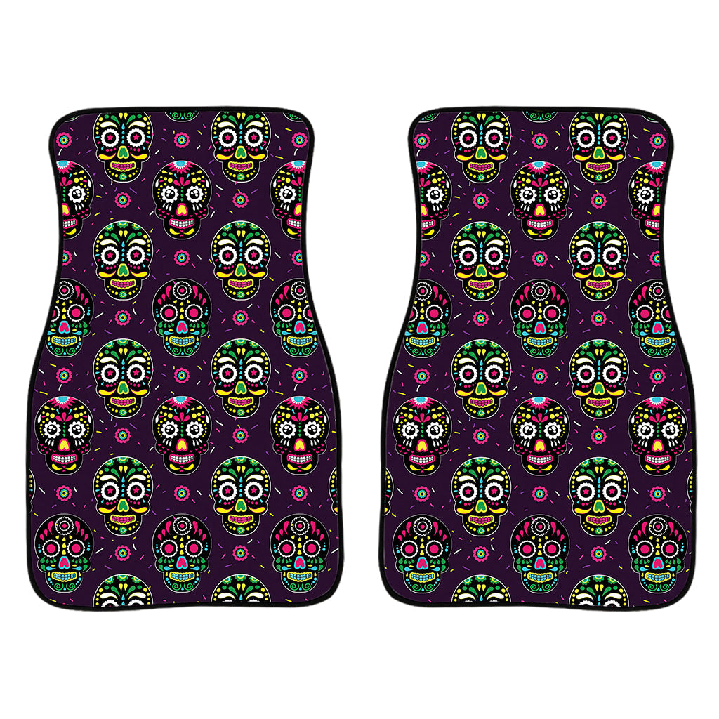 Day Of The Dead Sugar Skull Print Front And Back Car Floor Mats/ Front Car Mat