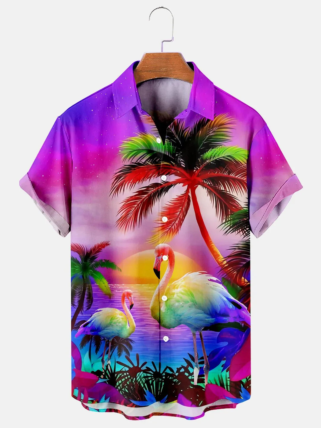 Coconuts And Flamingos Casual Loose Men''s Plus Size Short-Sleeved hawaiian Shirt