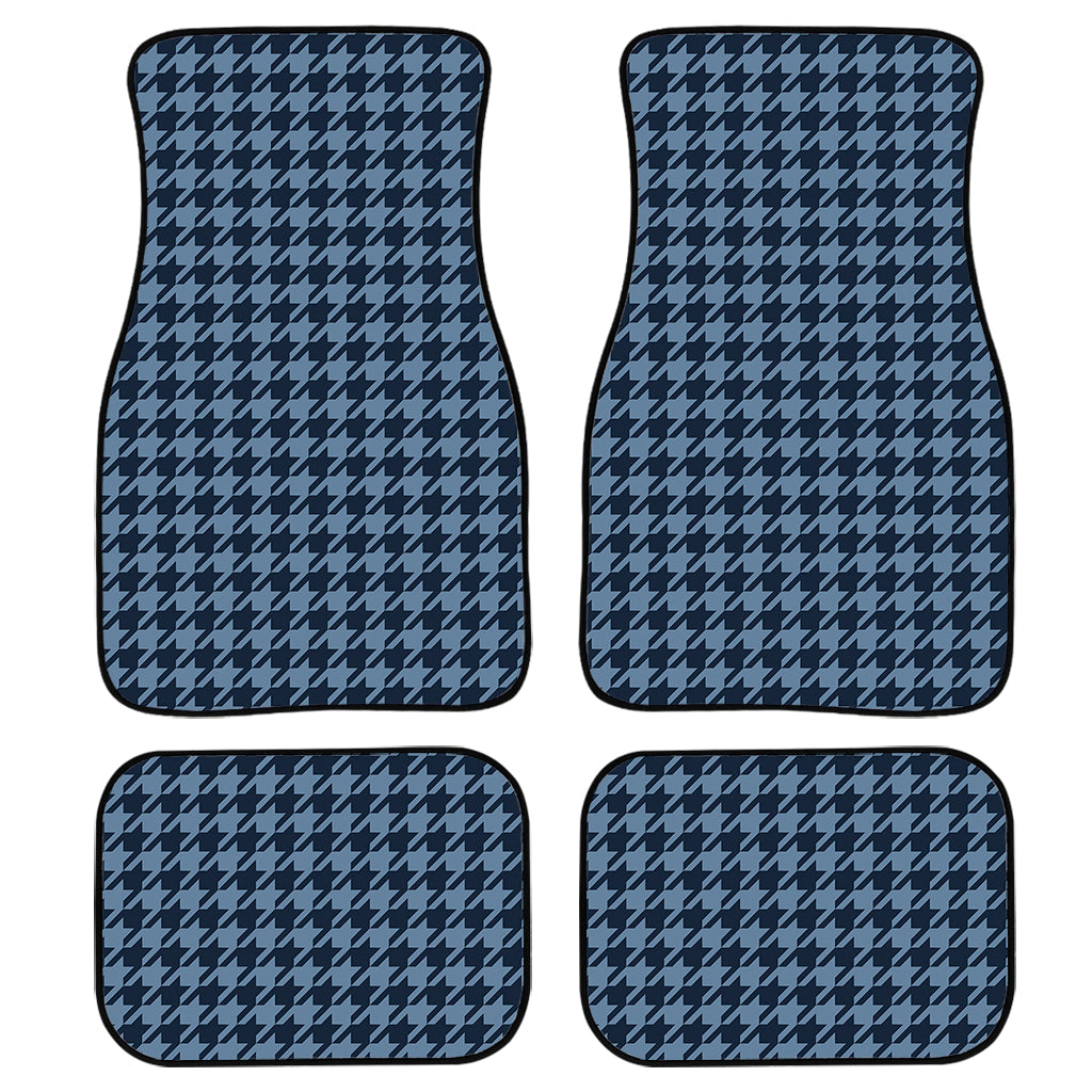 Deep Blue Houndstooth Pattern Print Front And Back Car Floor Mats/ Front Car Mat