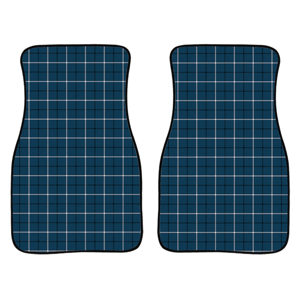 Deep Blue Tattersall Pattern Print Front And Back Car Floor Mats/ Front Car Mat