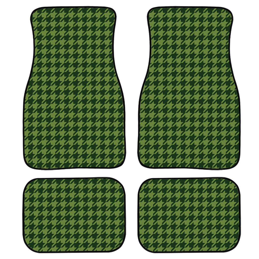 Deep Green Houndstooth Pattern Print Front And Back Car Floor Mats/ Front Car Mat