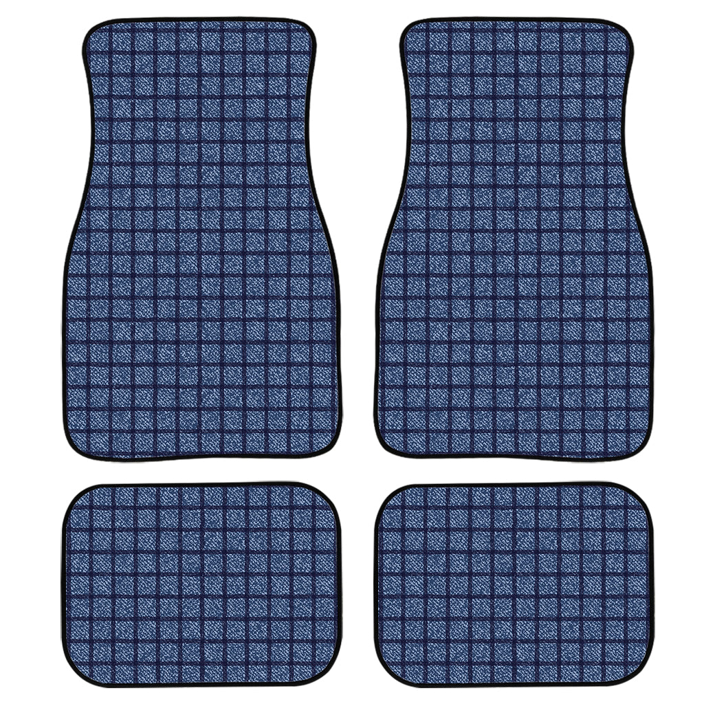 Denim Windowpane Pattern Print Front And Back Car Floor Mats/ Front Car Mat