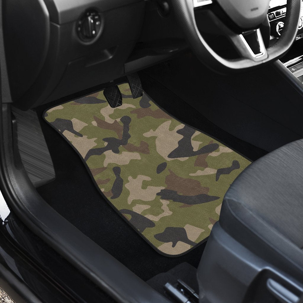 Desert Green Camouflage Print Front And Back Car Floor Mats/ Front Car Mat