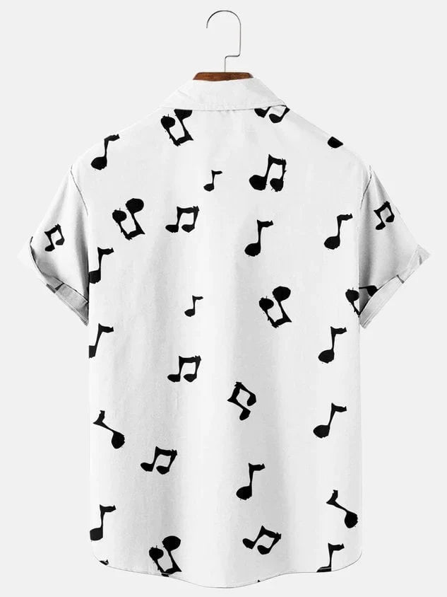Vacation Leisure Music Element Pattern Hawaiian Style Printed hawaiian shirt for men and women