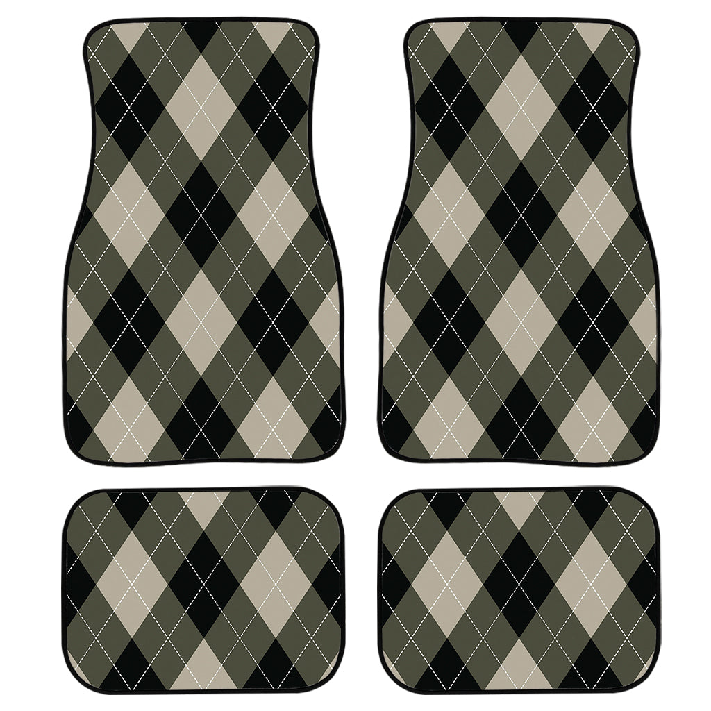 Diamond Shapes Argyle Pattern Print Front And Back Car Floor Mats/ Front Car Mat