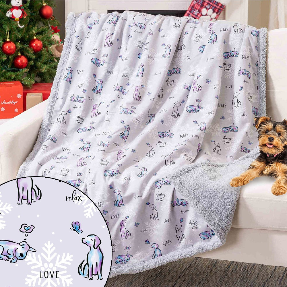 Snuggle Pup & Butterfly Dog Blanket/ Flannel & Sherpa Dog Blanket 50″x 60″/ Best Gift For Dog Lover