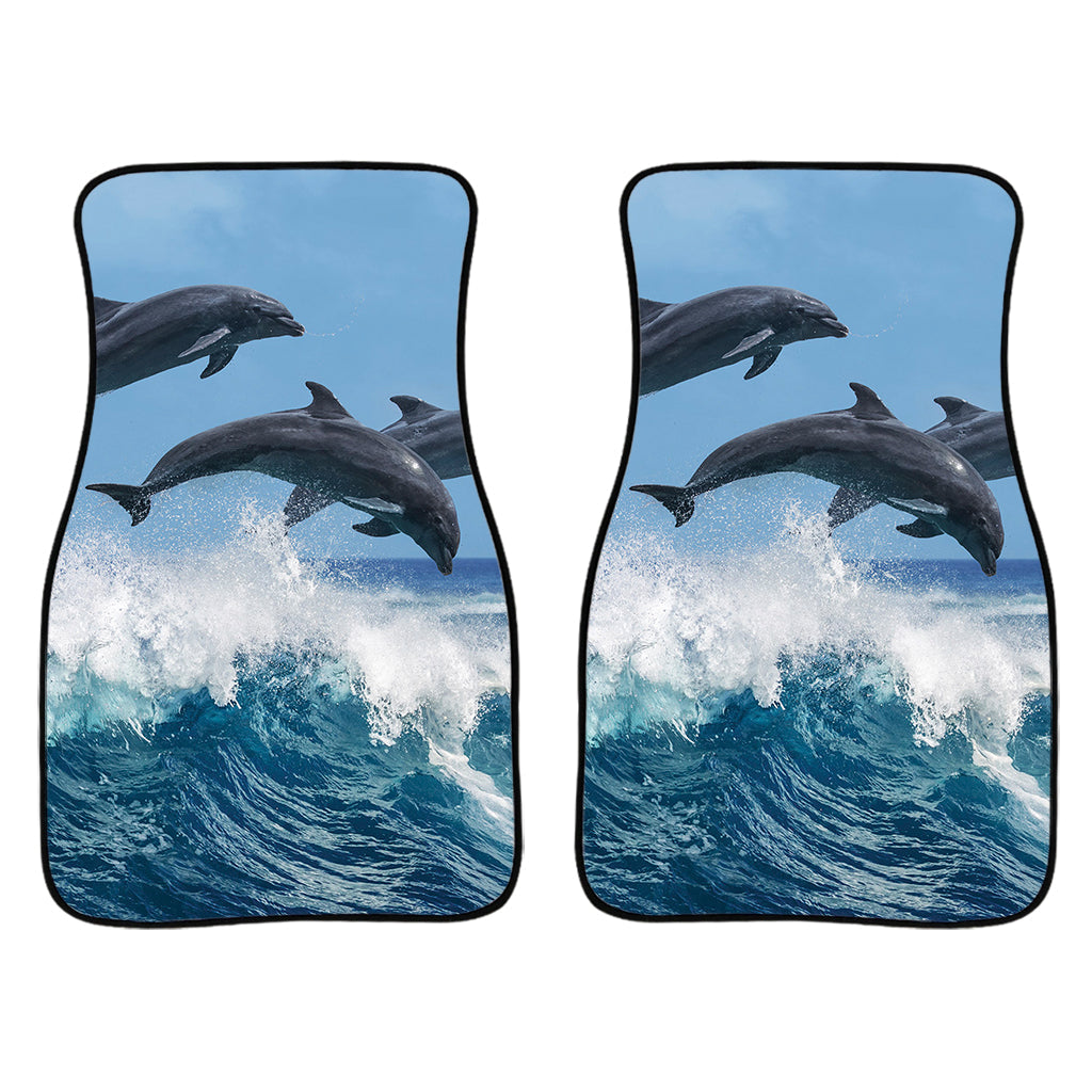 Dolphins Jumping Over Waves Print Front And Back Car Floor Mats/ Front Car Mat