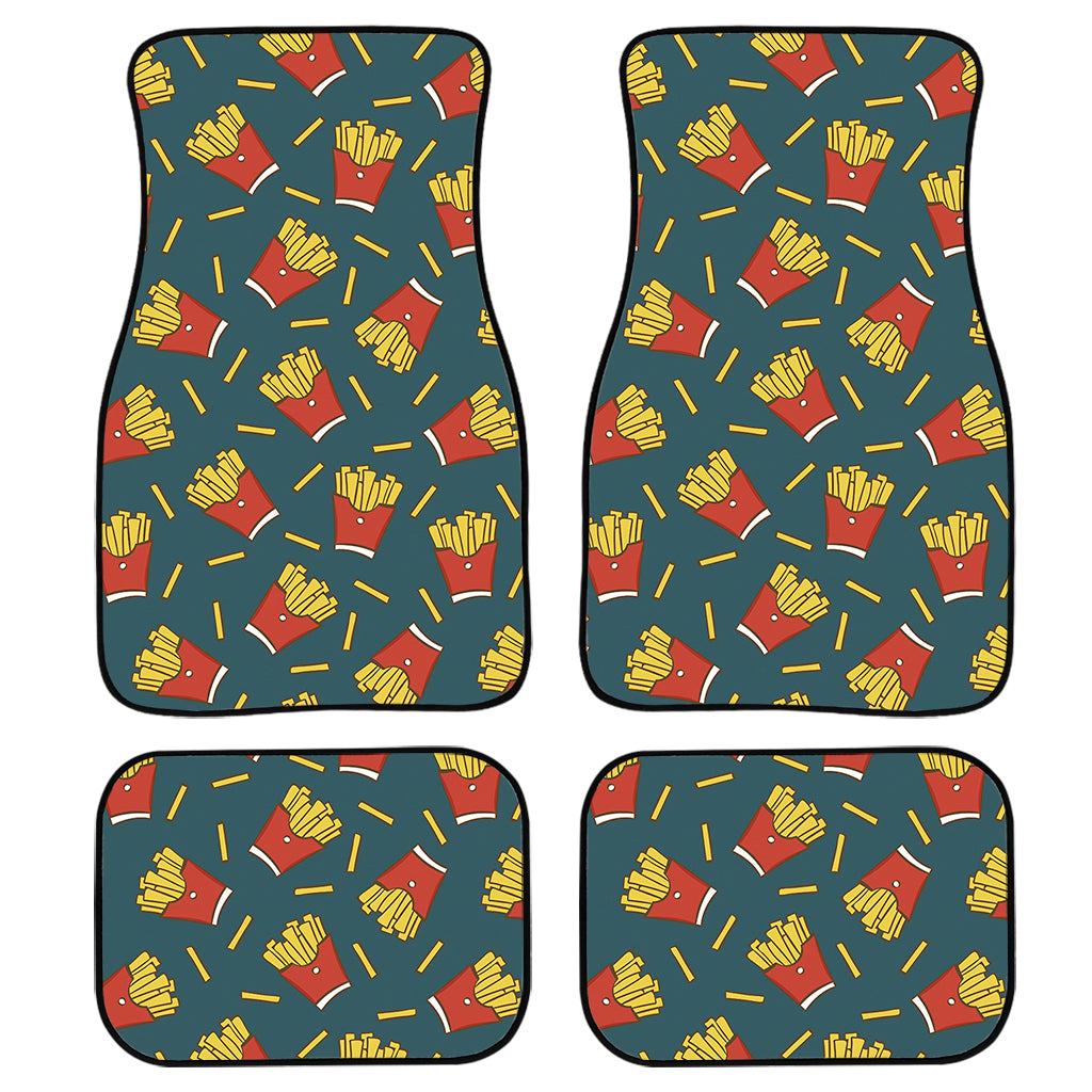 Doodle French Fries Pattern Print Front And Back Car Floor Mats/ Front Car Mat