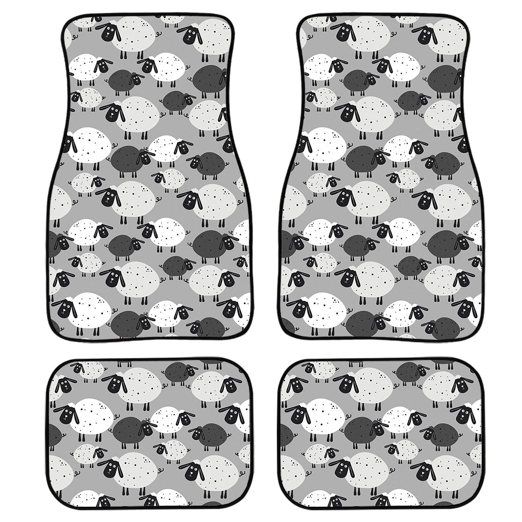 Doodle Sheep Pattern Print Front And Back Car Floor Mats/ Front Car Mat