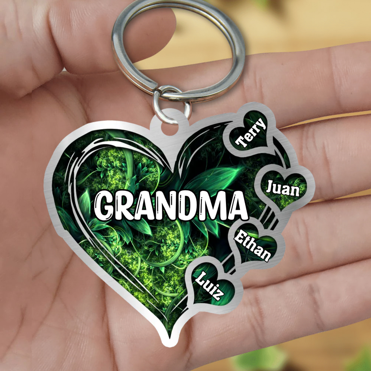 Personalized Family Keychan Grandma Mom Heart Kid Keychain Gift For Grandma Mother Day Gift