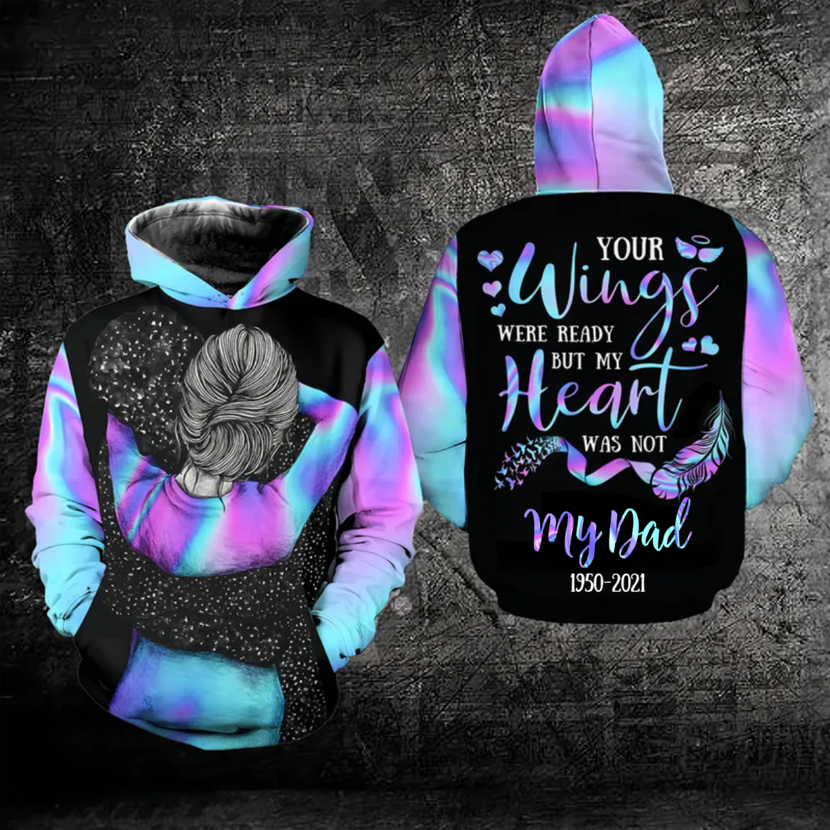 Personalized Your Wings Were Ready but My Heart Was Not Hoodie/ Custom Memorial Hoodie/ Remembrance Hoodie Lost Of Dad Apparel