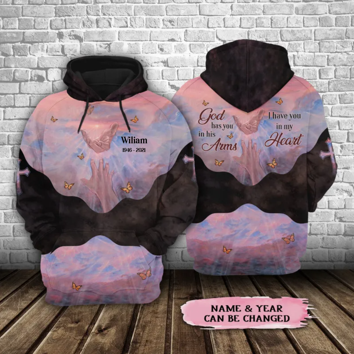 God Has You In His Arms I Have You In My Heart Memorial Hoodie Loss Of Dad Hoodie Loss Of Mom Gift