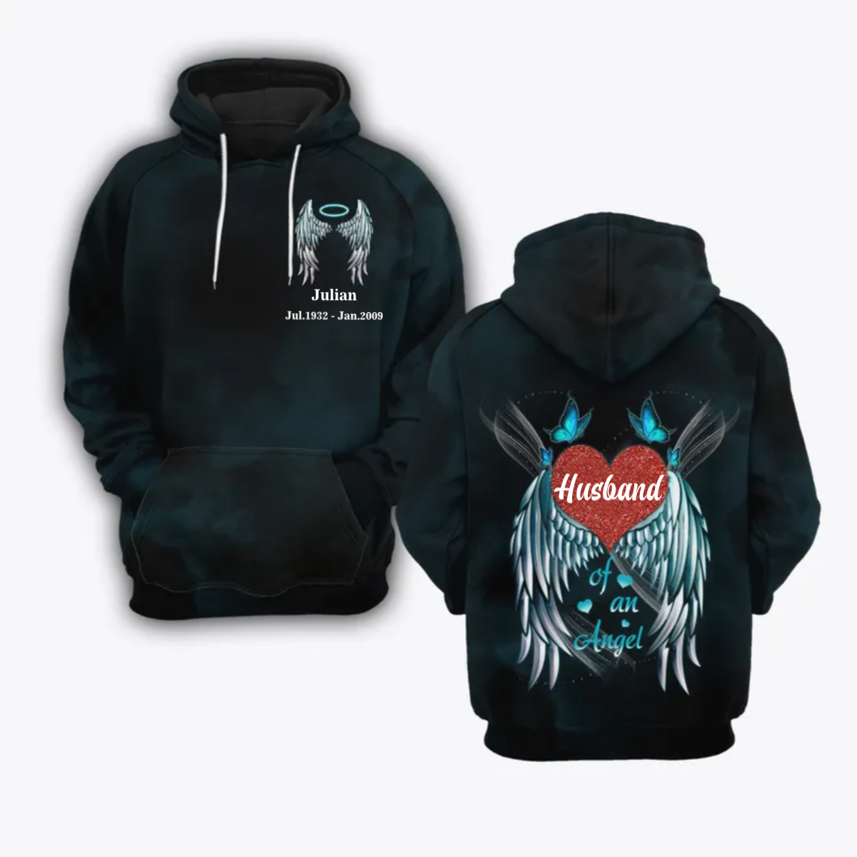 My Loved Ones Of An Angel Personalized 3D Hoodie/ Remembrance Gift For Loss Of Husband/ Loss Of Wife Hoodie/ Remembrance Hoodies
