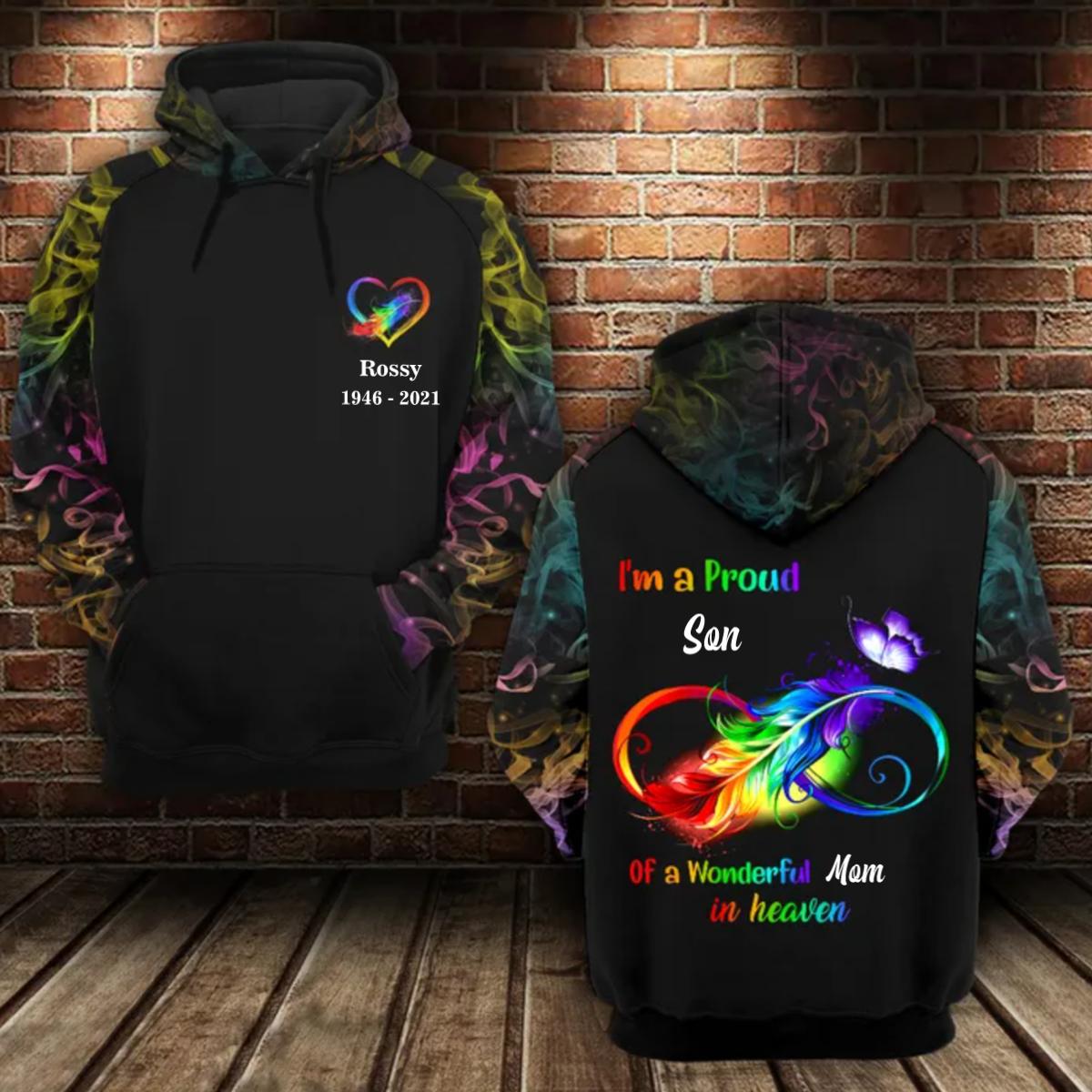 I Am Proud Daughter Of Dad Memorial Hoodie 3D All Over Print/ Remembrance Loss Of Mom Gift/ Remembrance Hoodies