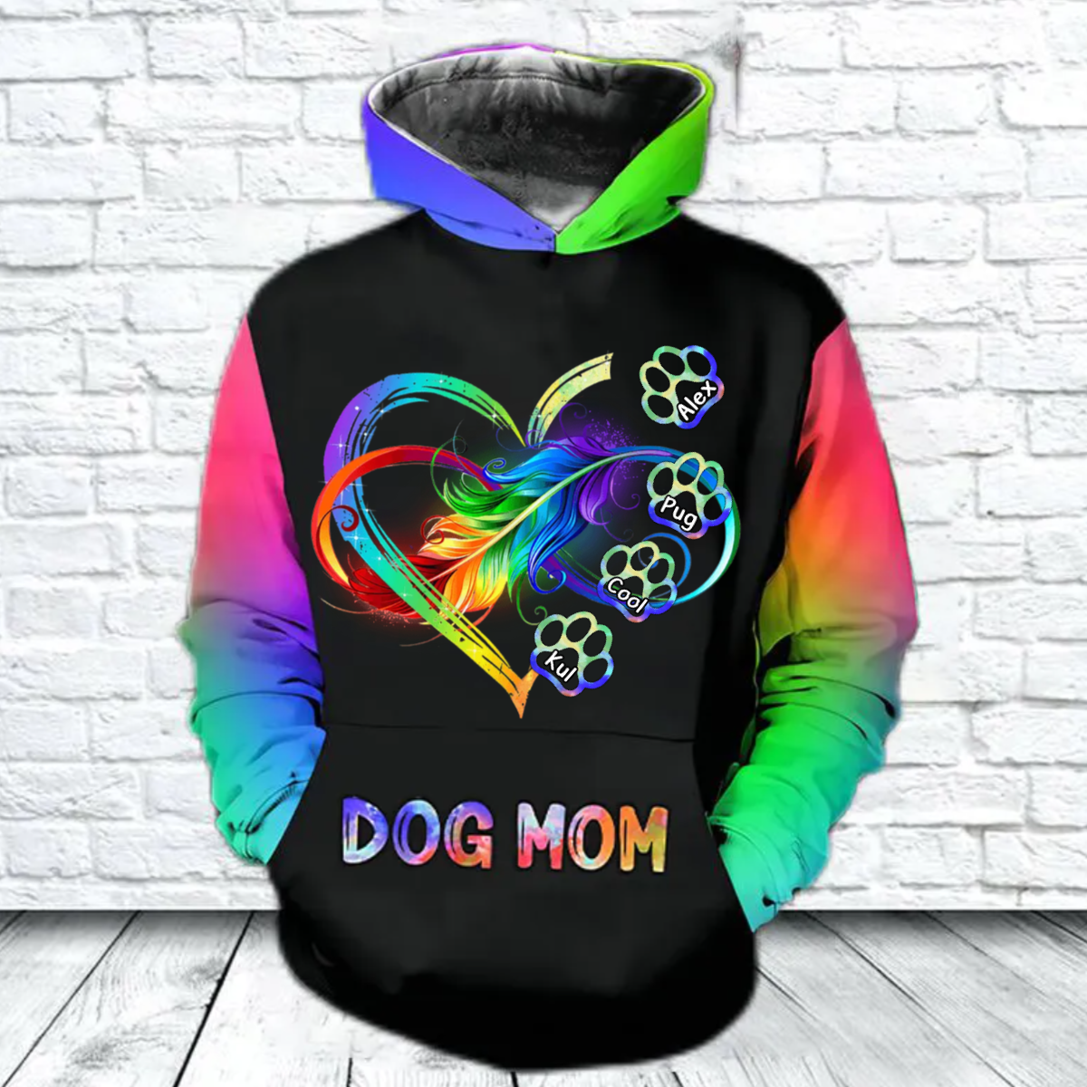 Dog Mom Infinite Love Rainbow Hoodie Women/ Dog Mom Hoodie 3D All Over Print/ Custom Hoodie For Dog Mom