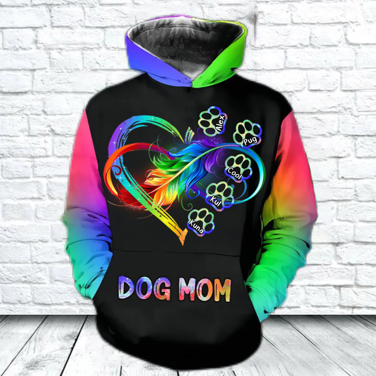 Dog Mom Infinite Love Rainbow Hoodie Women/ Dog Mom Hoodie 3D All Over Print/ Custom Hoodie For Dog Mom
