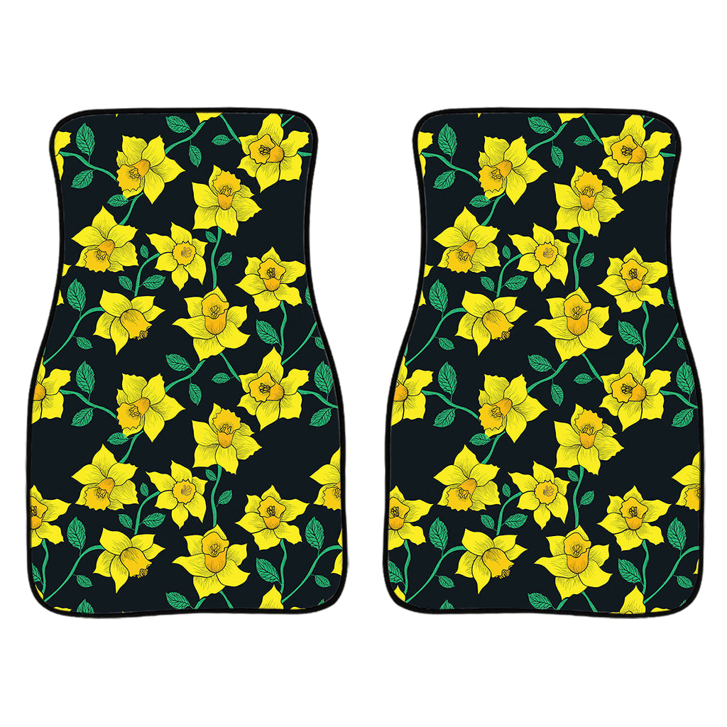 Drawing Daffodil Flower Pattern Print Front And Back Car Floor Mats/ Front Car Mat