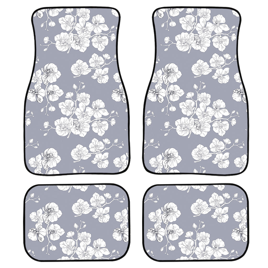 Drawing Orchid Pattern Print Front And Back Car Floor Mats/ Front Car Mat