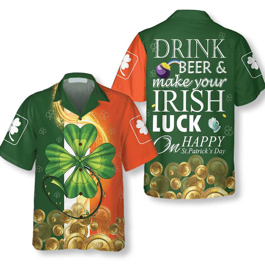 Irish Luck On St. Patrick''s Day Hawaiian Shirt/ St. Patricks Day Shirt/ Cool St Patrick''s Day Gift