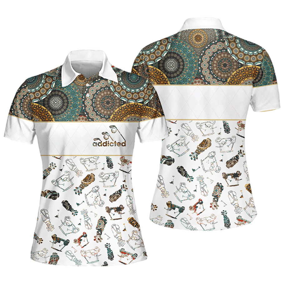 Madala Addicted Pattern Golf Sleeveless Polo Shirt/ Short Sleeve Polo Shirt For Women