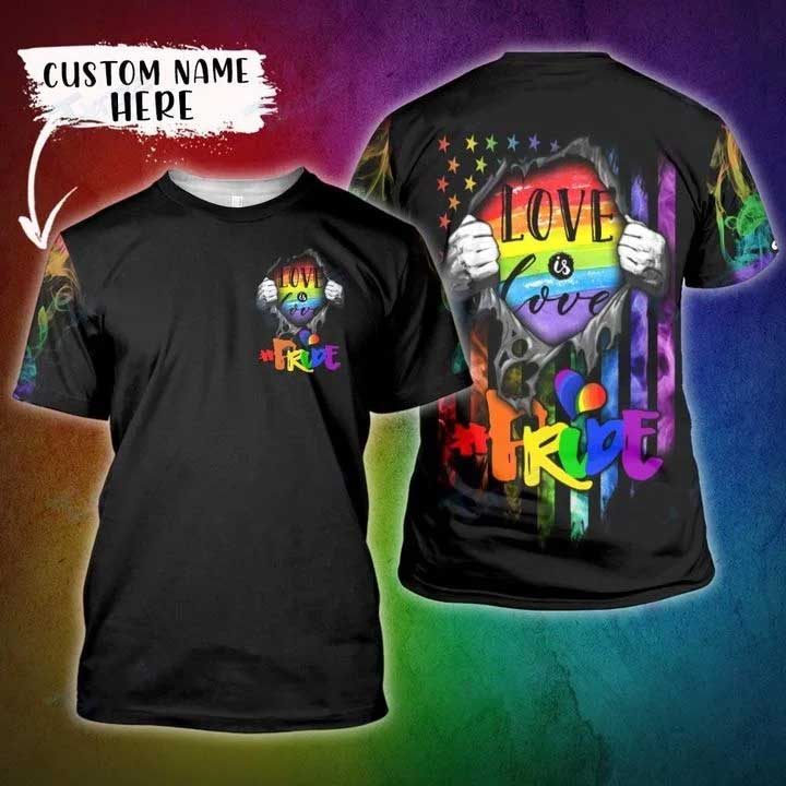 Personalized With Name Lgbt Love Is Love Pride 3D Shirt/ 3D T Shirt For Pride Month/ Gift To Gaymer