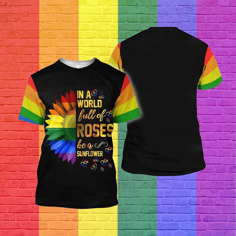 Rainbow Sunflower 3D Tshirt/ Sunflowers Rainbow 3D Shirt For Lesbian/ Gift For Gaymer/ Lgbt Pride Shirt