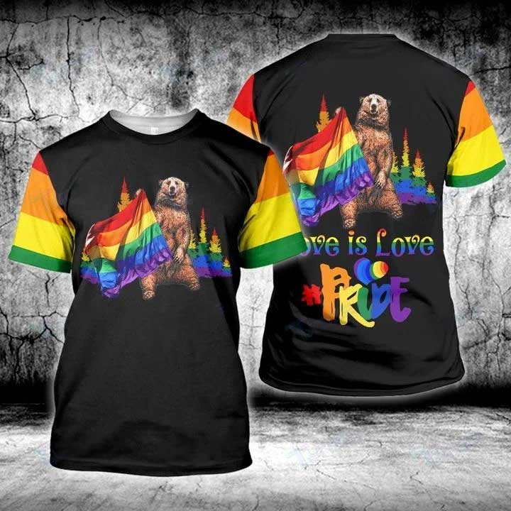 Lgbt Bear Pride Love Is Love 3D All Over Printed Shirt/ Pride Shirt/ Gift For Lesbian/ Gay Bear Shirt