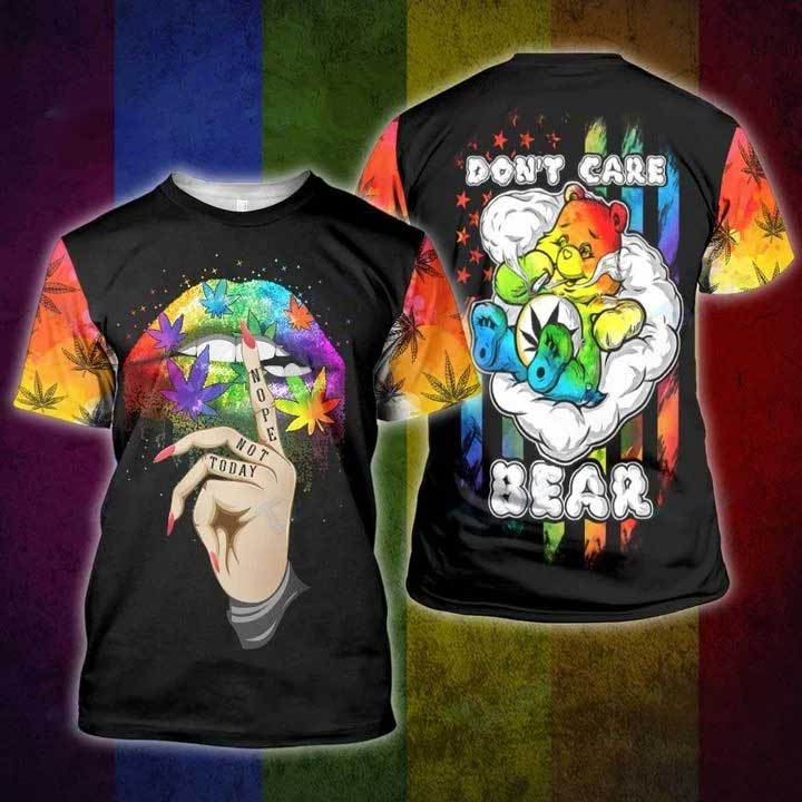 Gay Bear Shirt/ Weed Lgbt Bear Lip 3D All Over Printed Shirt/ Bear 3D Shirt For Lesbian