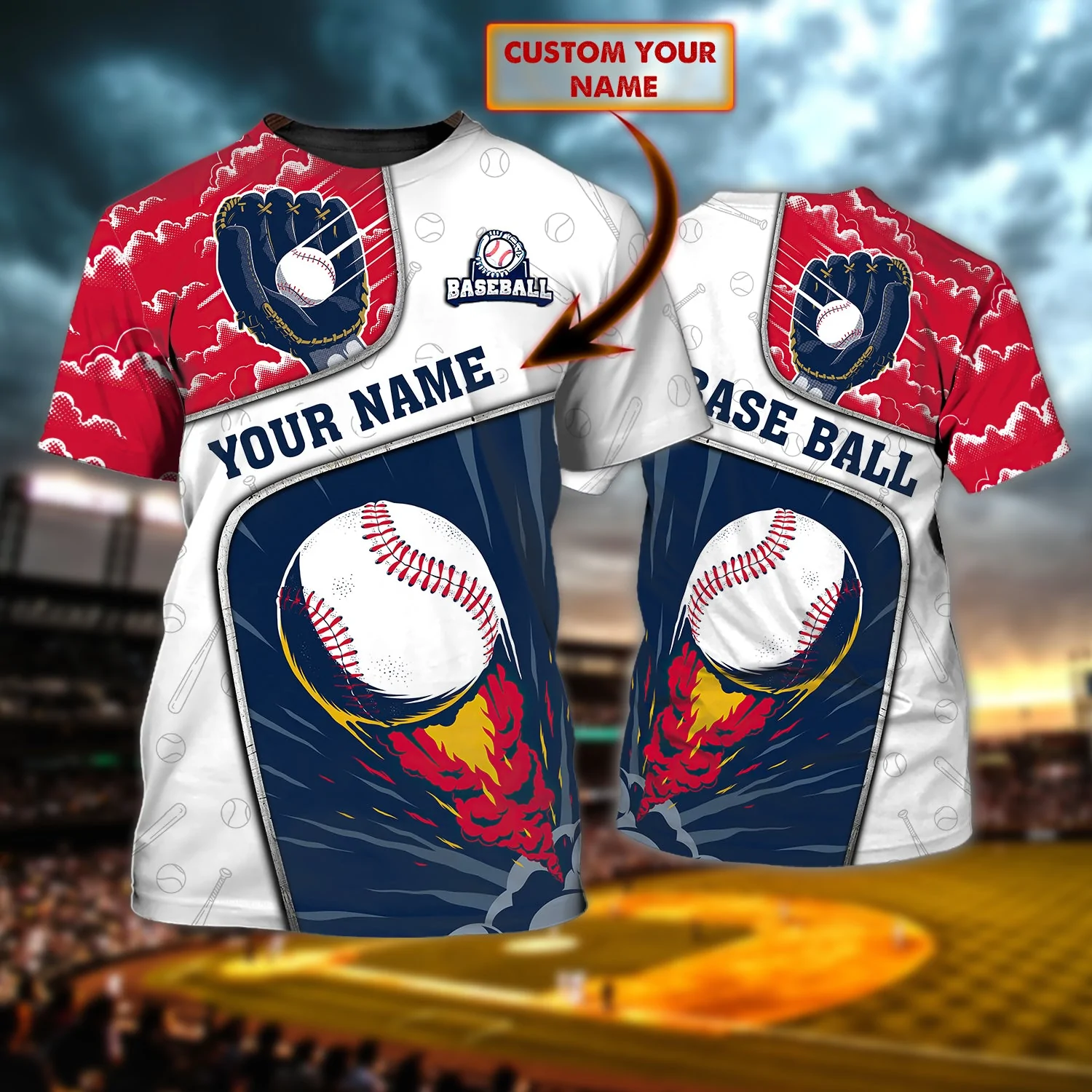 Custom Baseball Tshirt/ 3D All Over Printed Baseball Shirt Men/ Baseball Player Gift