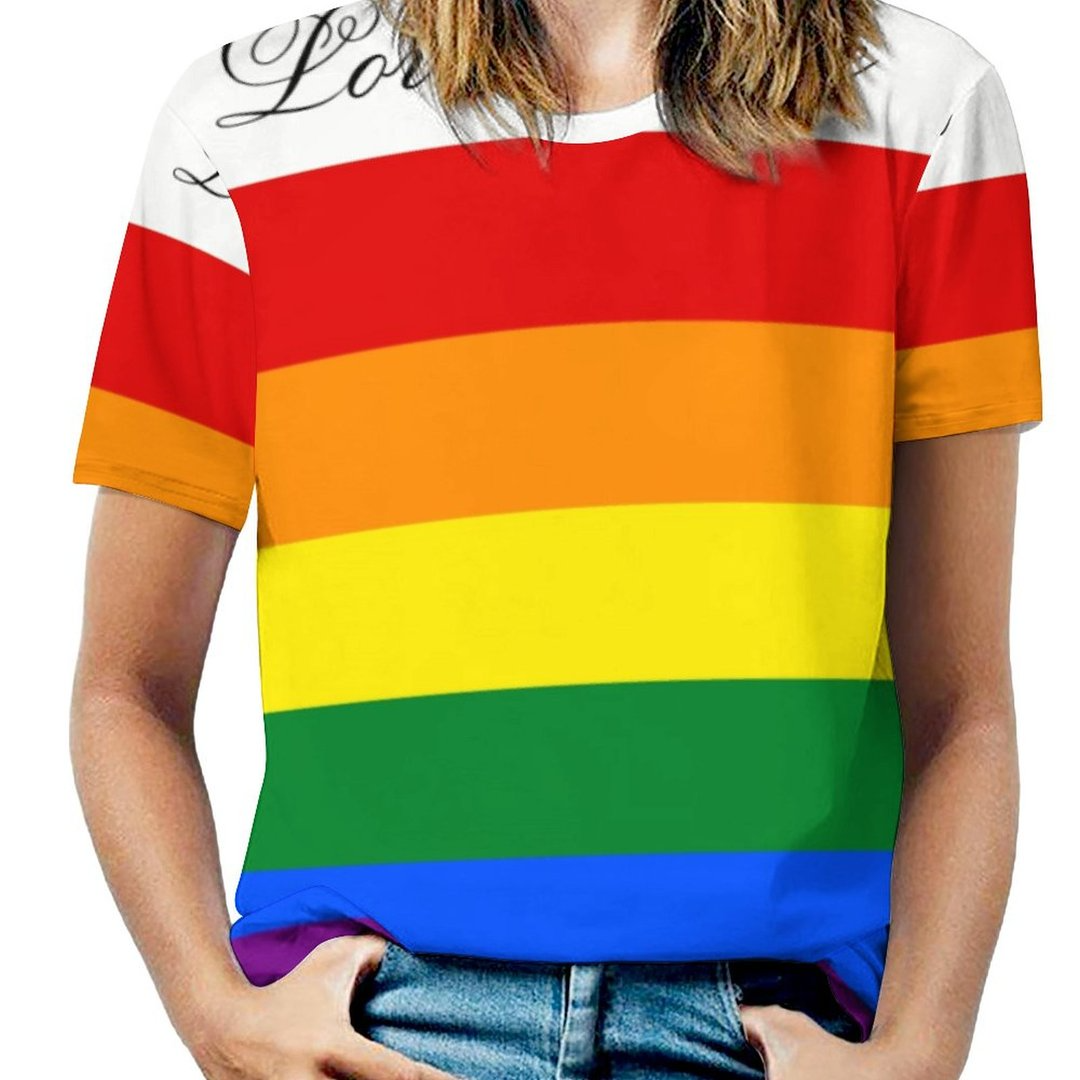 Love Equality Rainbow Flag Lgbt Lesbian Gay Pride Short Sleeve Shirt Women Plus Size Blouse Tunics Tops
