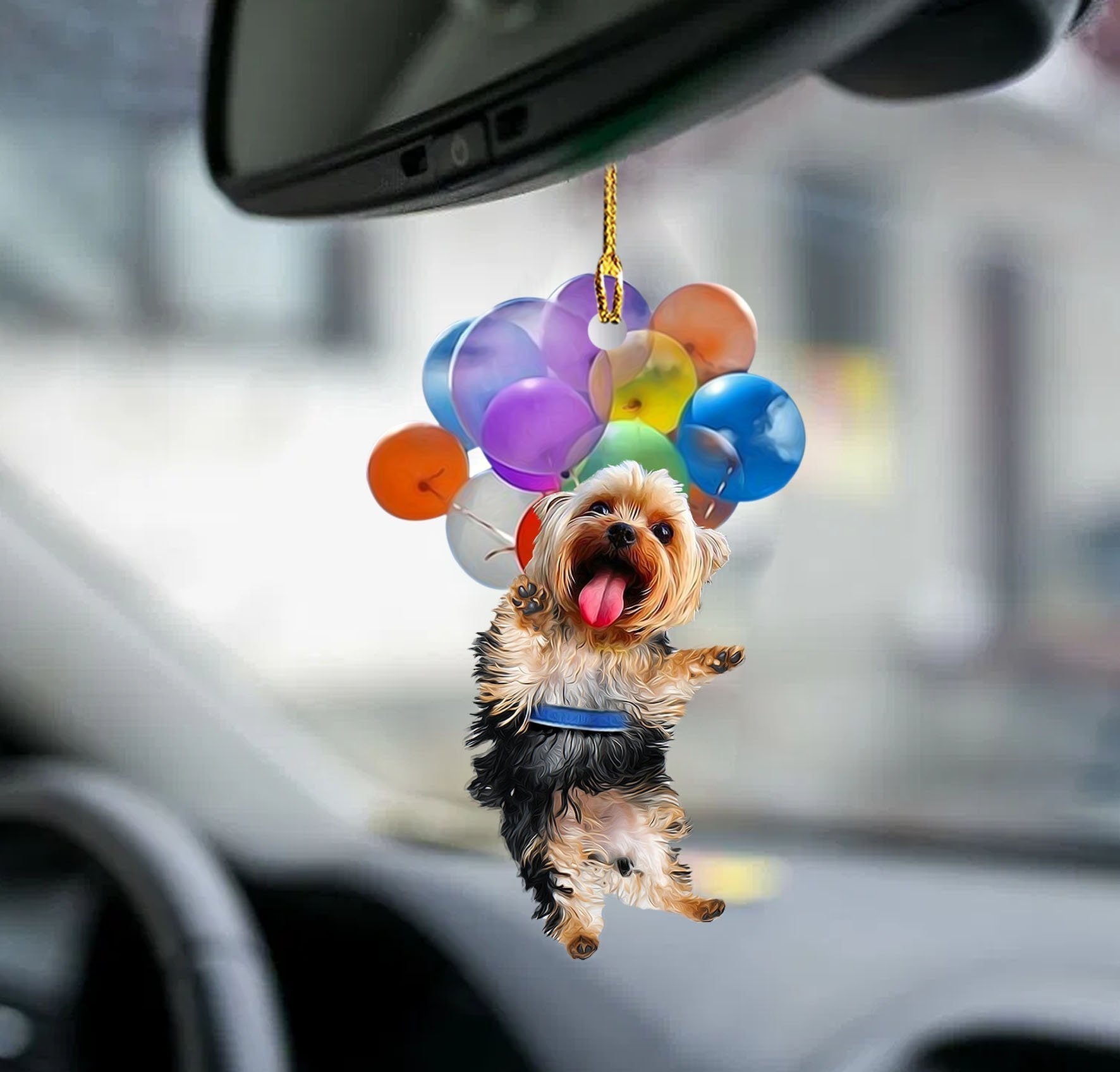 Yorkshire Terrier Dog Fly With Bubbles Car Ornament Dog Ornament Coolspod