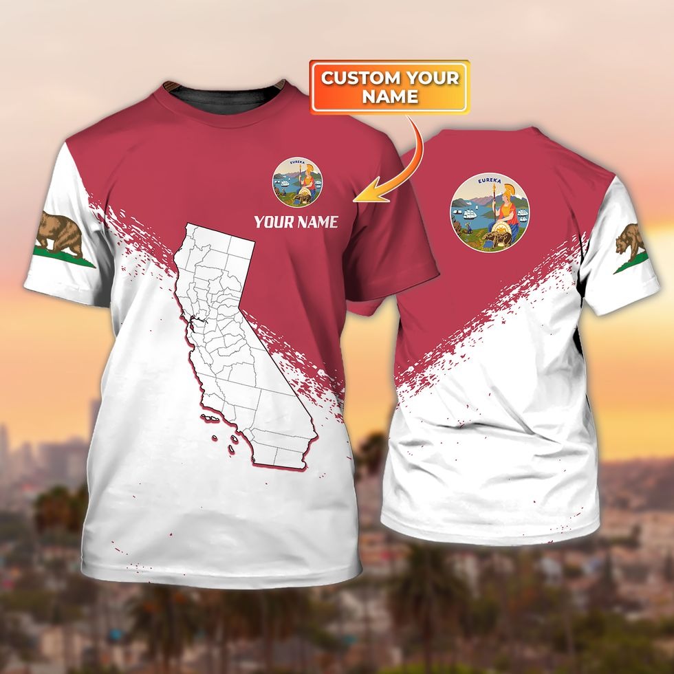 Personalized 3D Full Print California Tshirt/ California Map Shirts/ California Shirt
