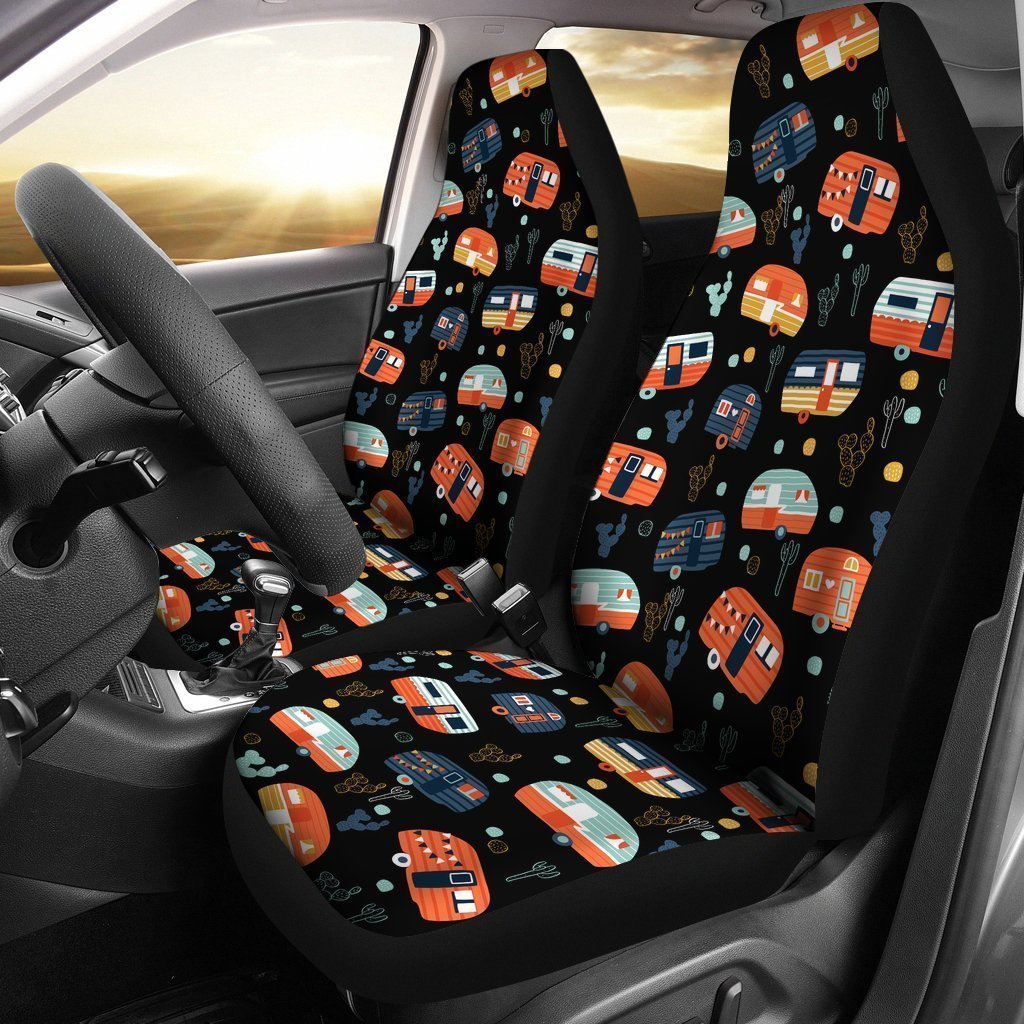 Camping Orange Camper 3D Front Car Seat Cover For Camper