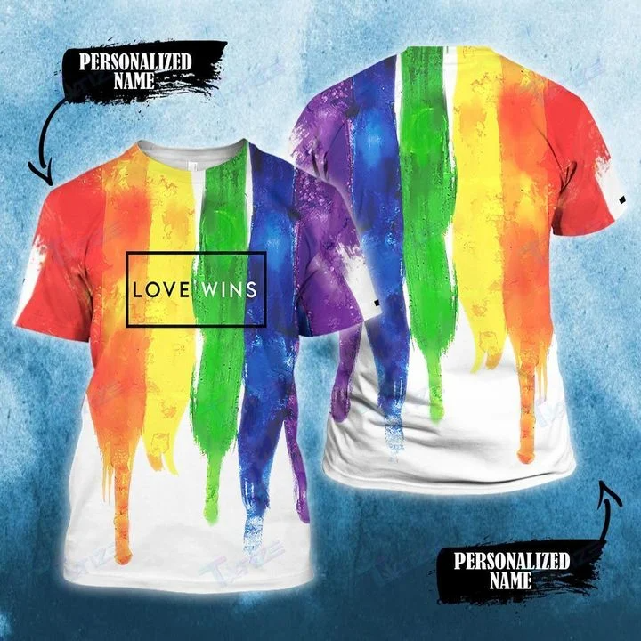 Personalized Lgbt Love Wins Neon Color Custom Name 3D All Over Printed Shirt/ 3D T Shirt For Gaymer