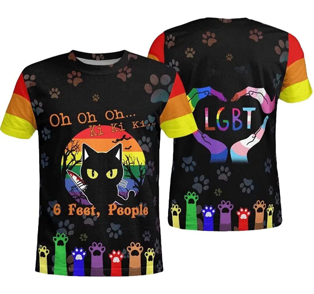 Lgbt Black Cat 3d Tshirt Gay Pride 6 Feet People Funny All Over Print Tshirt For Pride Month