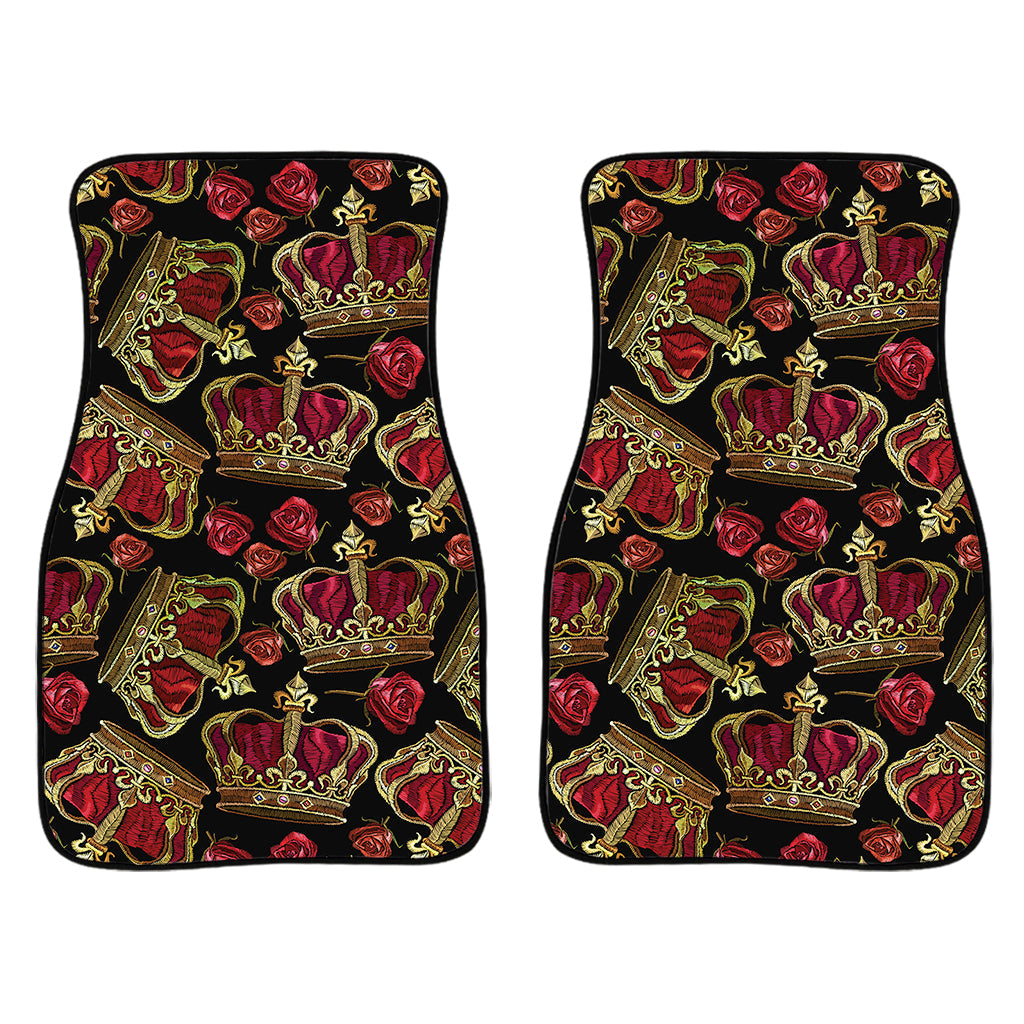 Embroidery Crown Pattern Print Front And Back Car Floor Mats/ Front Car Mat