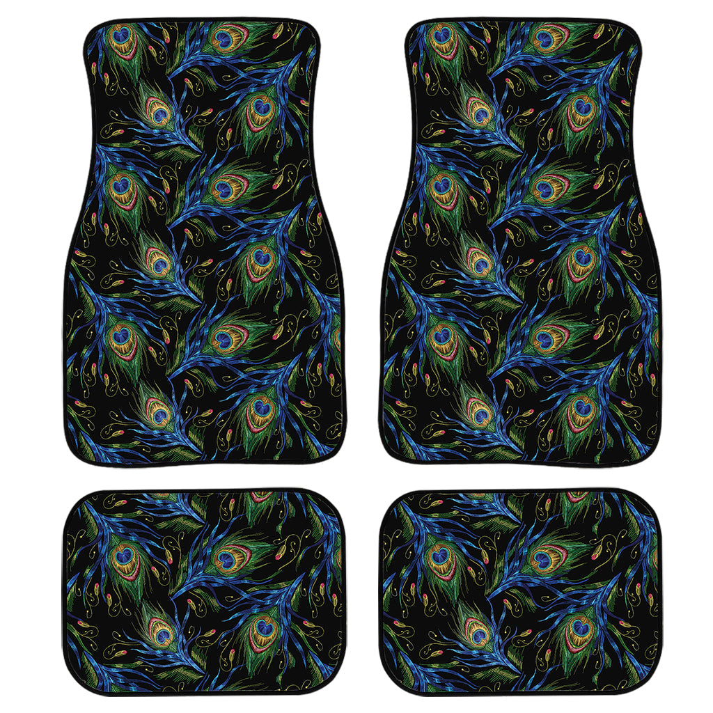 Embroidery Peacock Feather Print Front And Back Car Floor Mats/ Front Car Mat