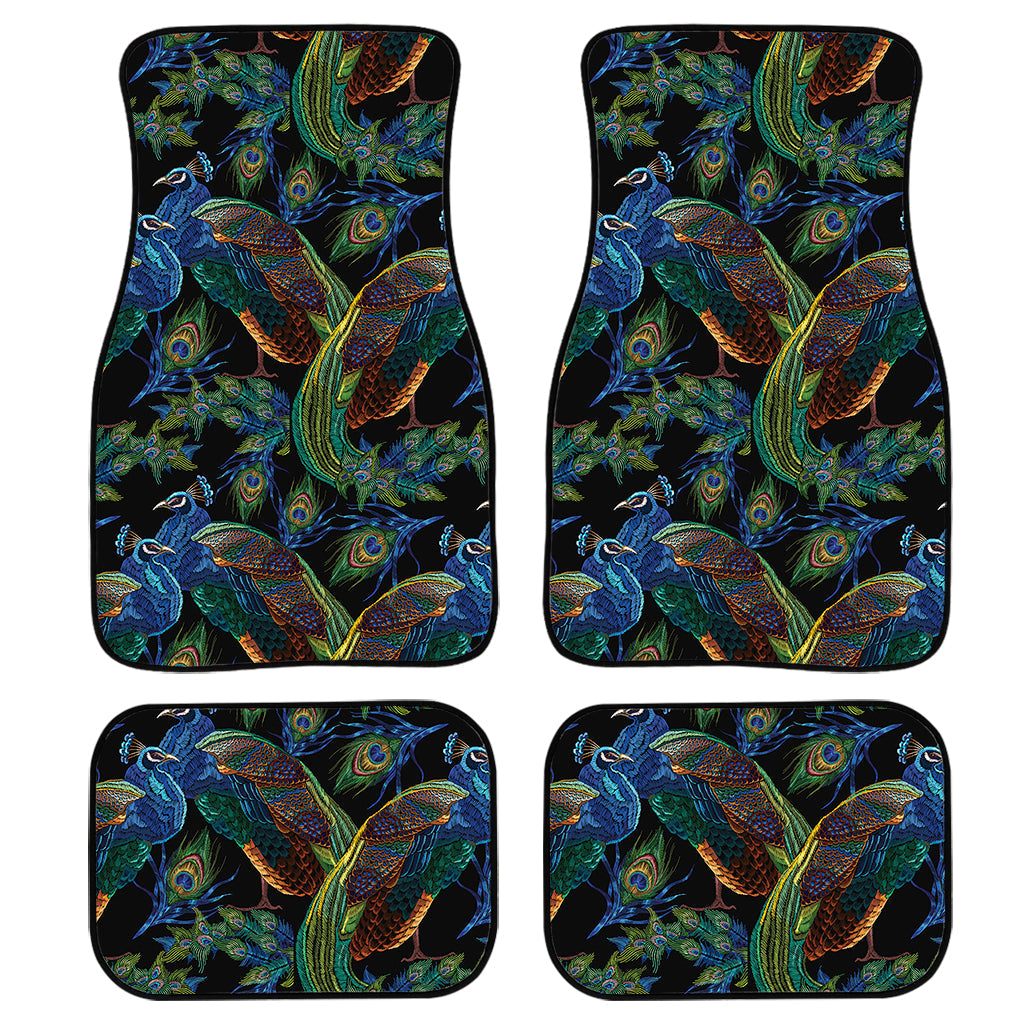 Embroidery Peacock Pattern Print Front And Back Car Floor Mats/ Front Car Mat