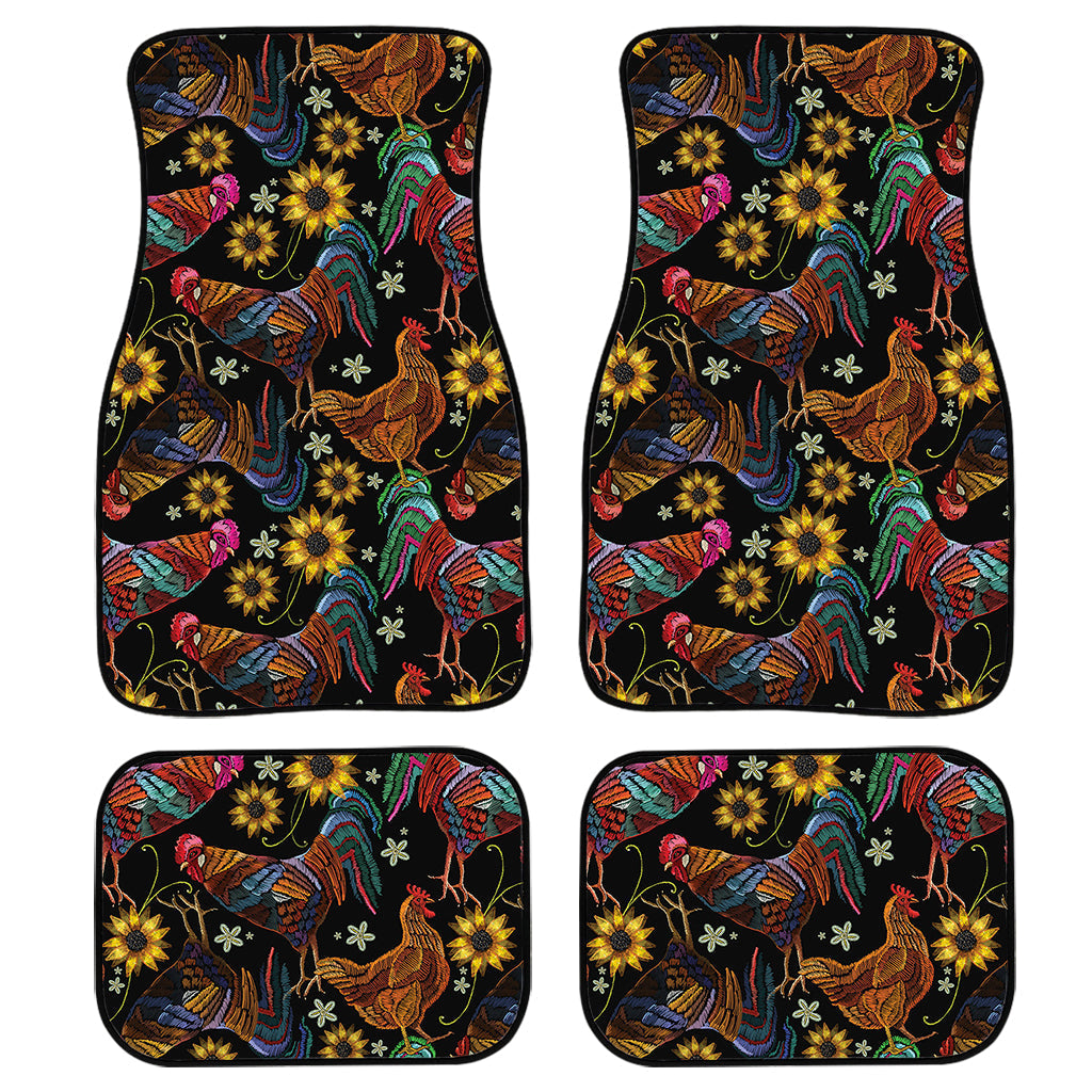 Embroidery Rooster Pattern Print Front And Back Car Floor Mats/ Front Car Mat