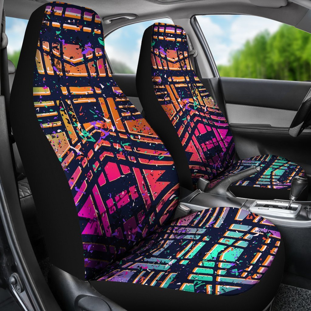 Ethnic Aztec Grunge Trippy Print Universal Fit Car Seat Covers