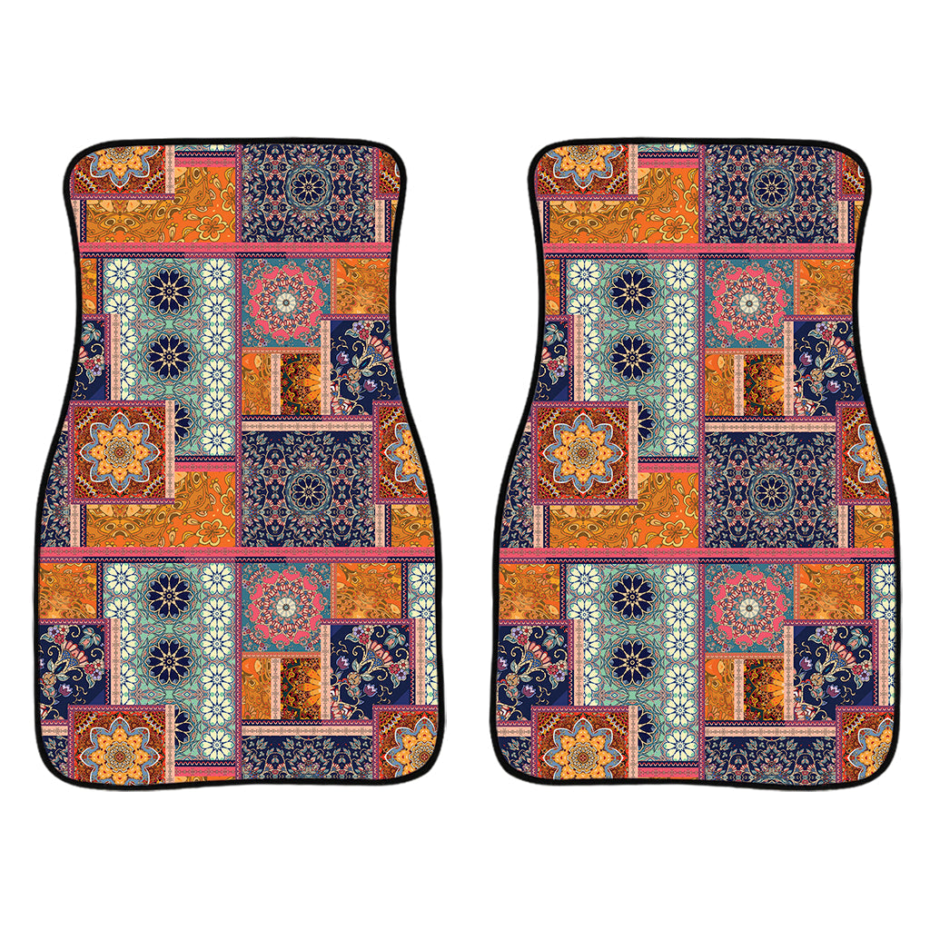 Ethnic Floral Patchwork Pattern Print Front And Back Car Floor Mats/ Front Car Mat