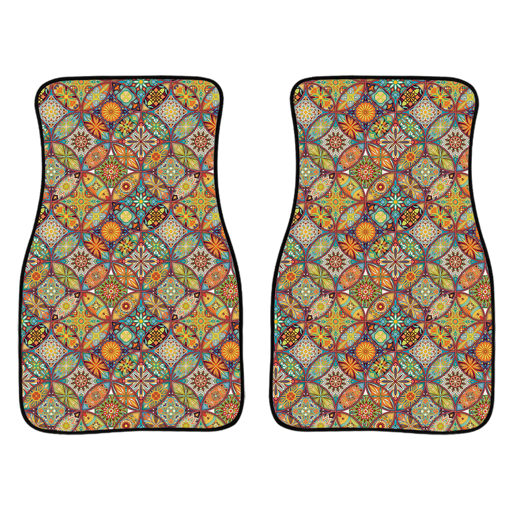 Ethnic Mandala Patchwork Pattern Print Front And Back Car Floor Mats/ Front Car Mat