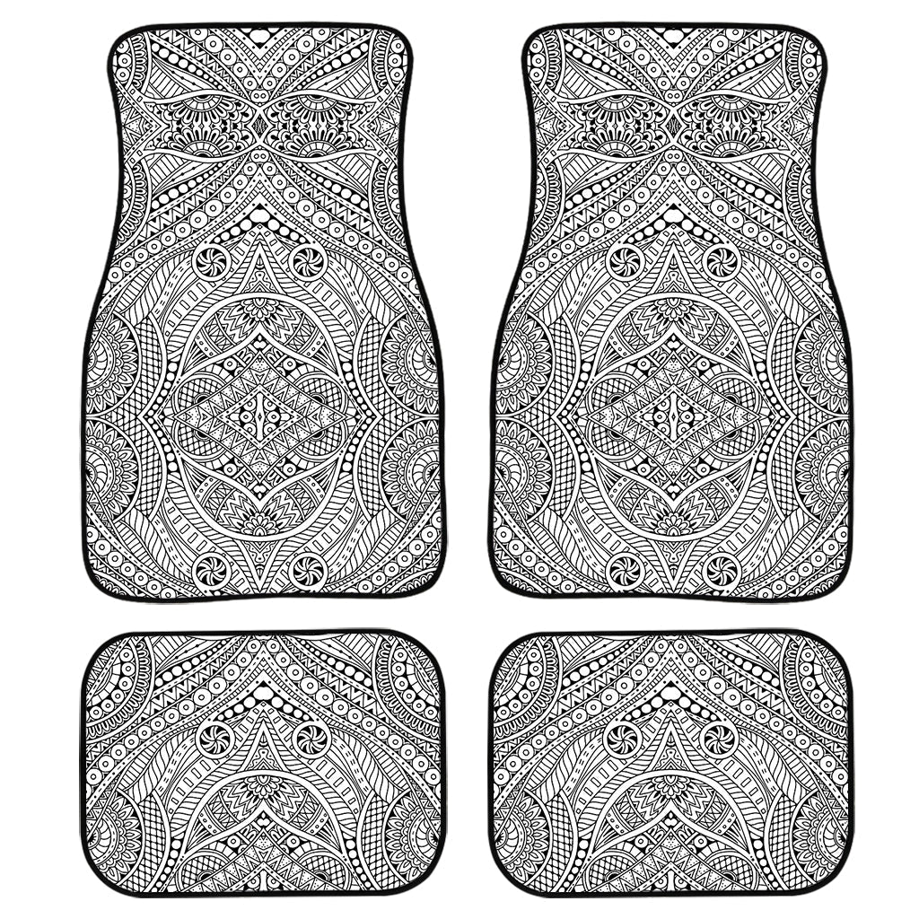 Ethnic Zentangle Pattern Print Front And Back Car Floor Mats/ Front Car Mat